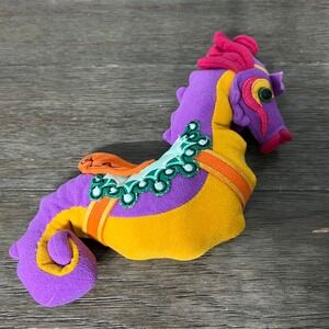 Carousel Seahorse Stuffed Animal Plush Toy Purple Gold Kids Room Decor